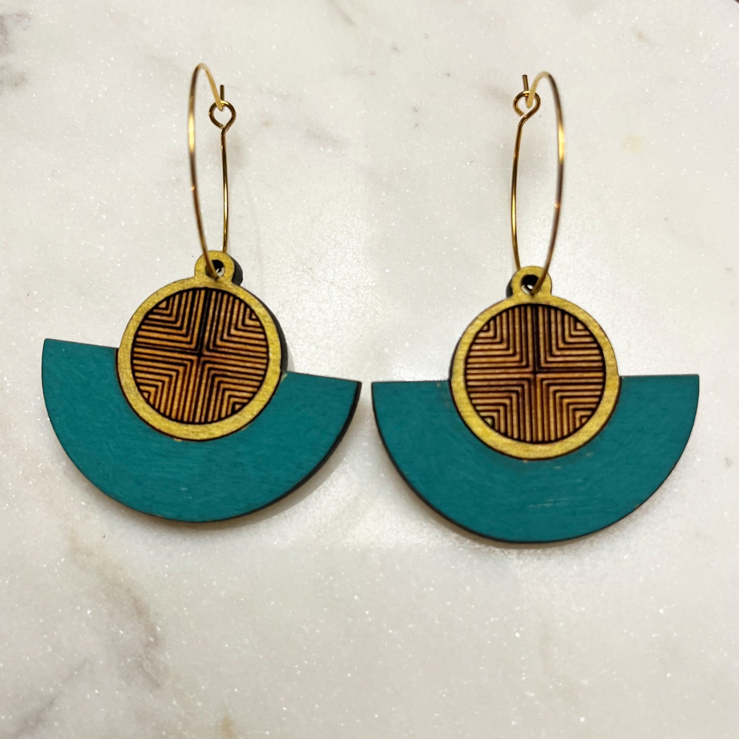 Etched Fan Hoop- turquoise