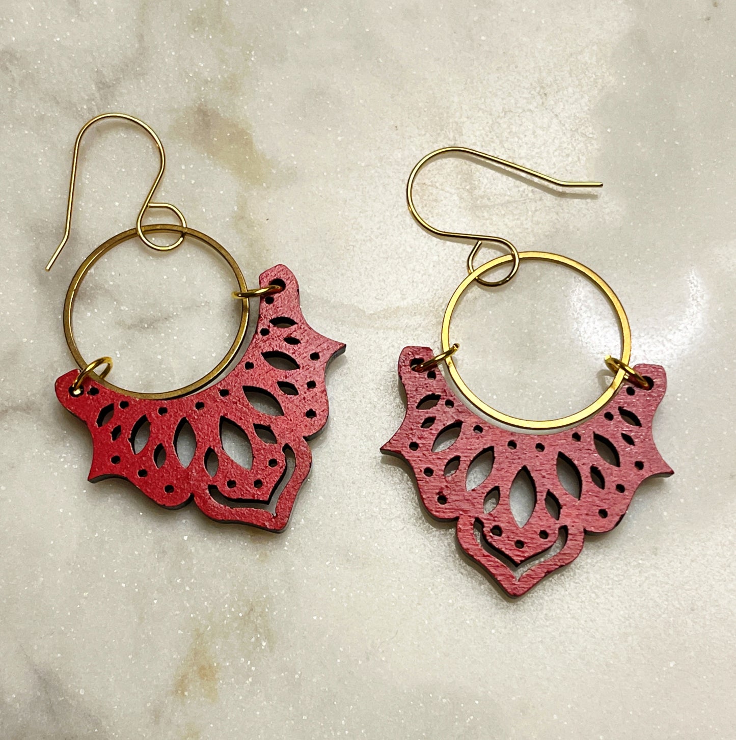 Dainty Lace Dangles- Red