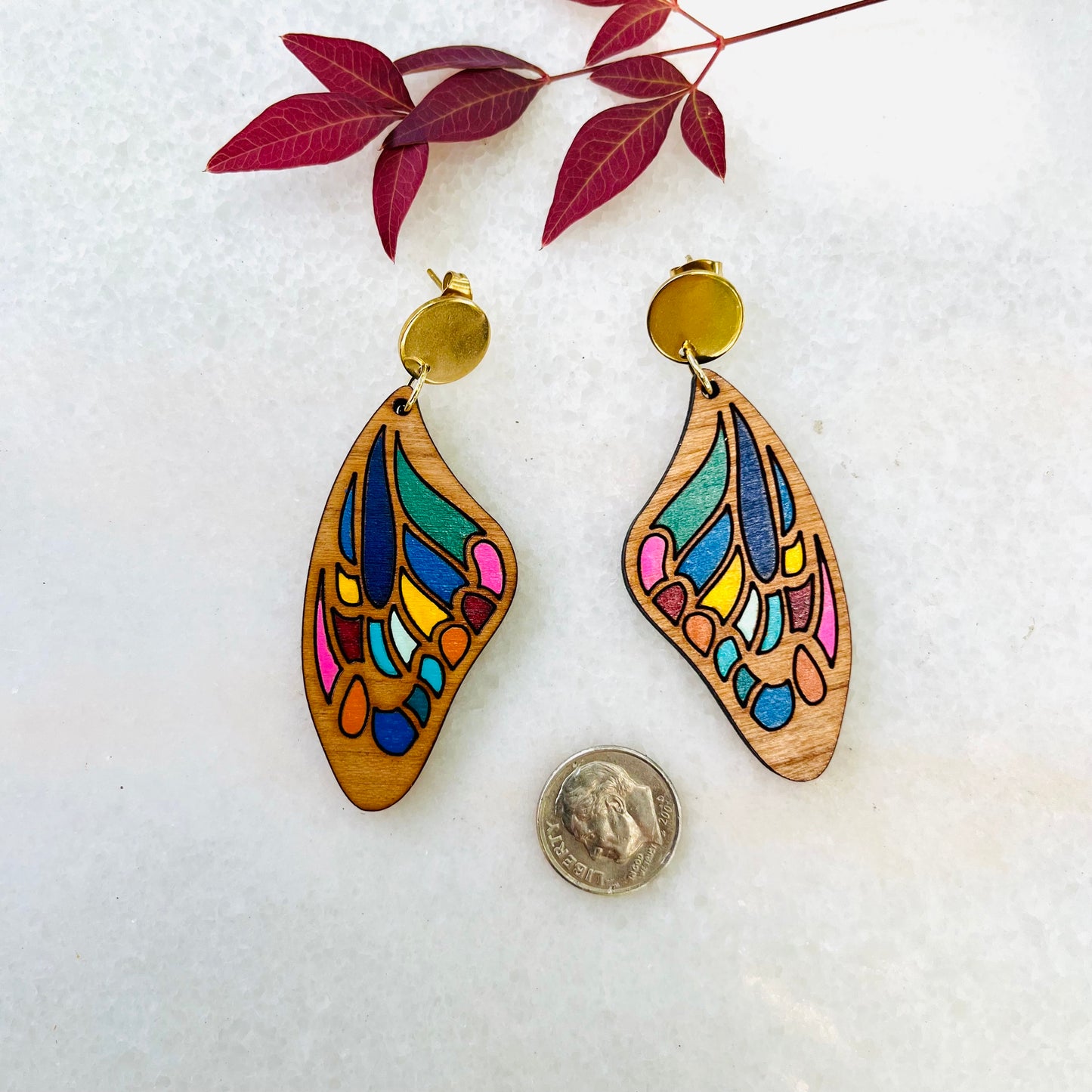 Rainbow Boho Butterfly Earrings