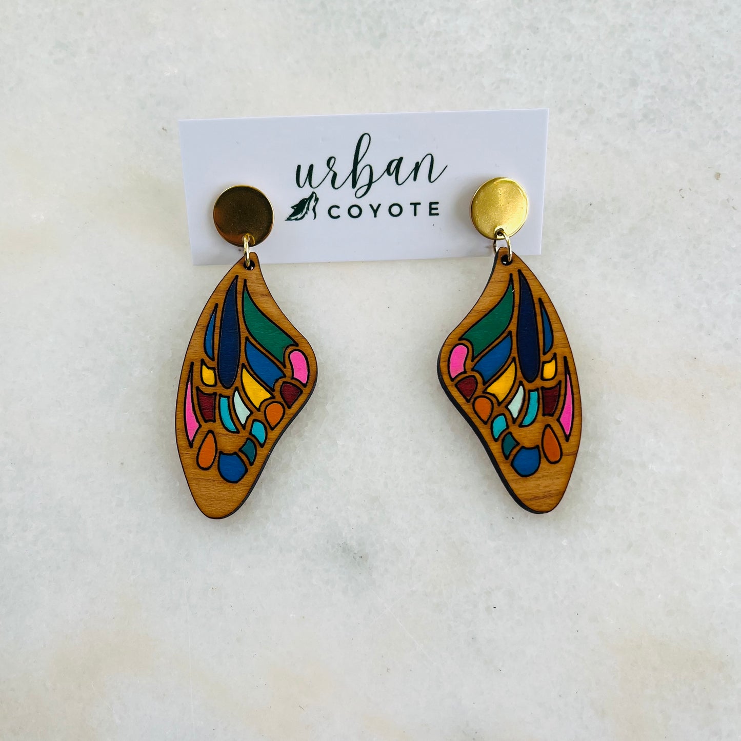 Rainbow Boho Butterfly Earrings