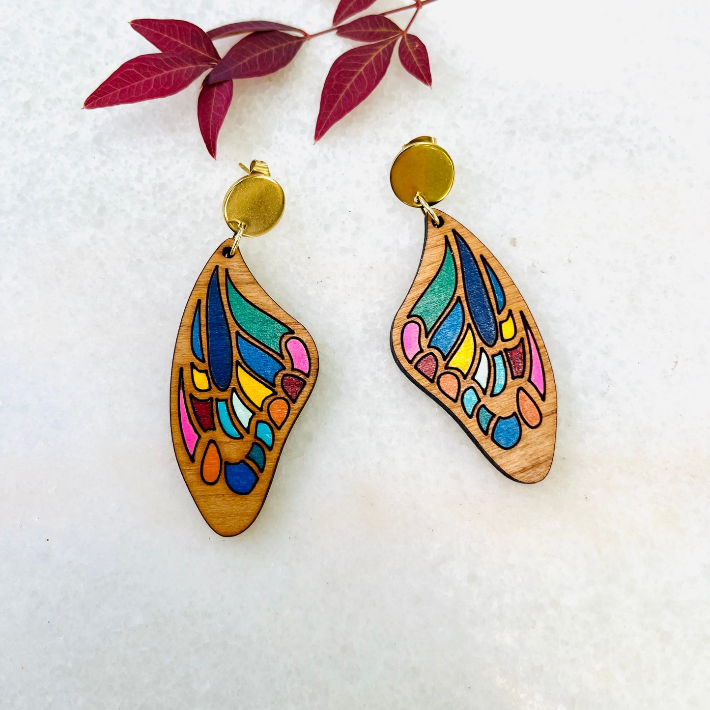 Rainbow Boho Butterfly Earrings