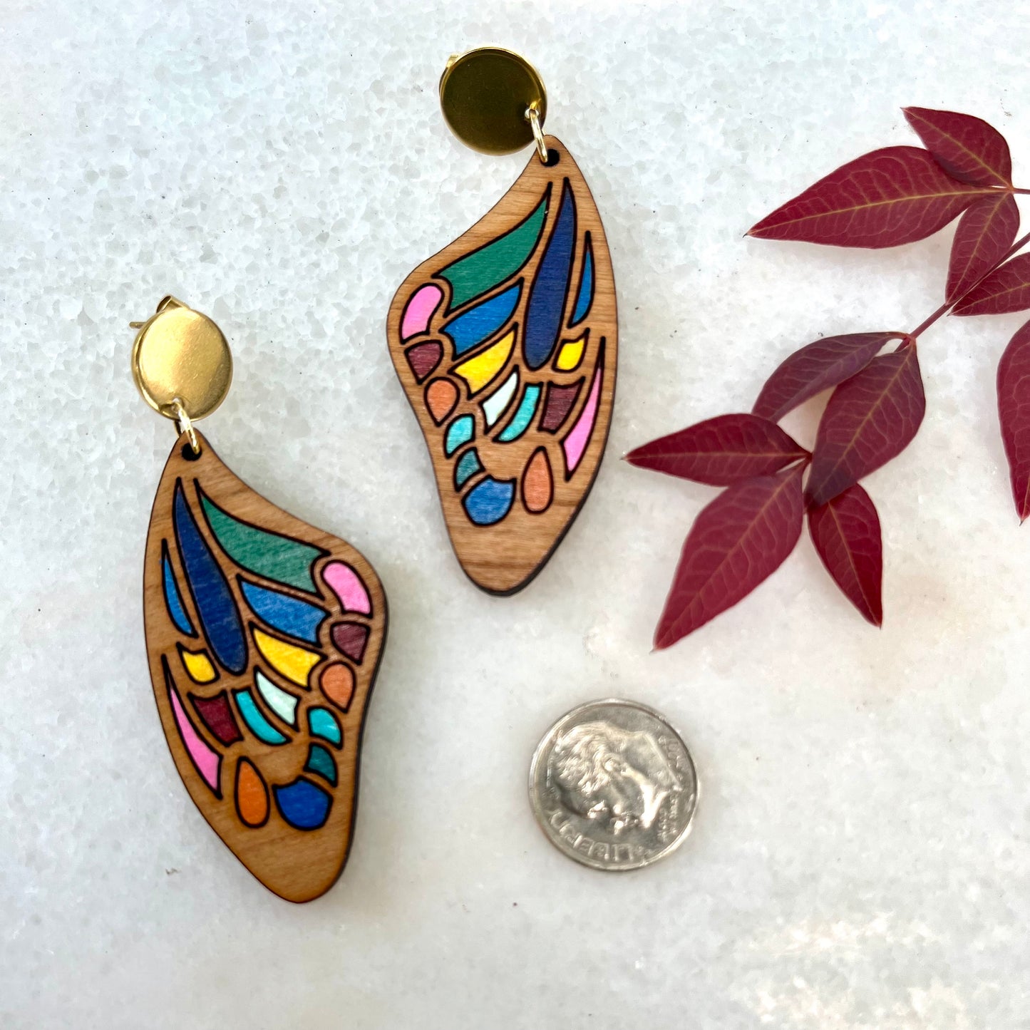 Rainbow Boho Butterfly Earrings