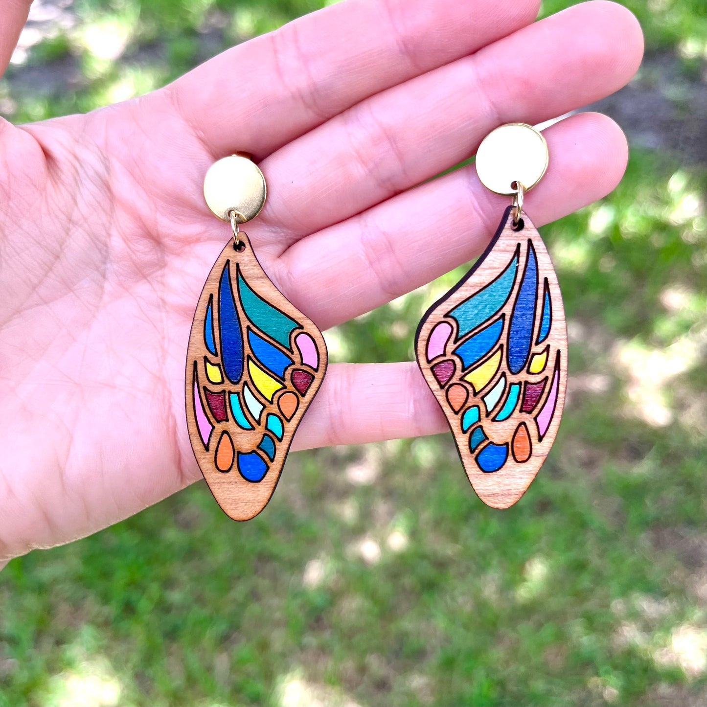 Rainbow Boho Butterfly Earrings