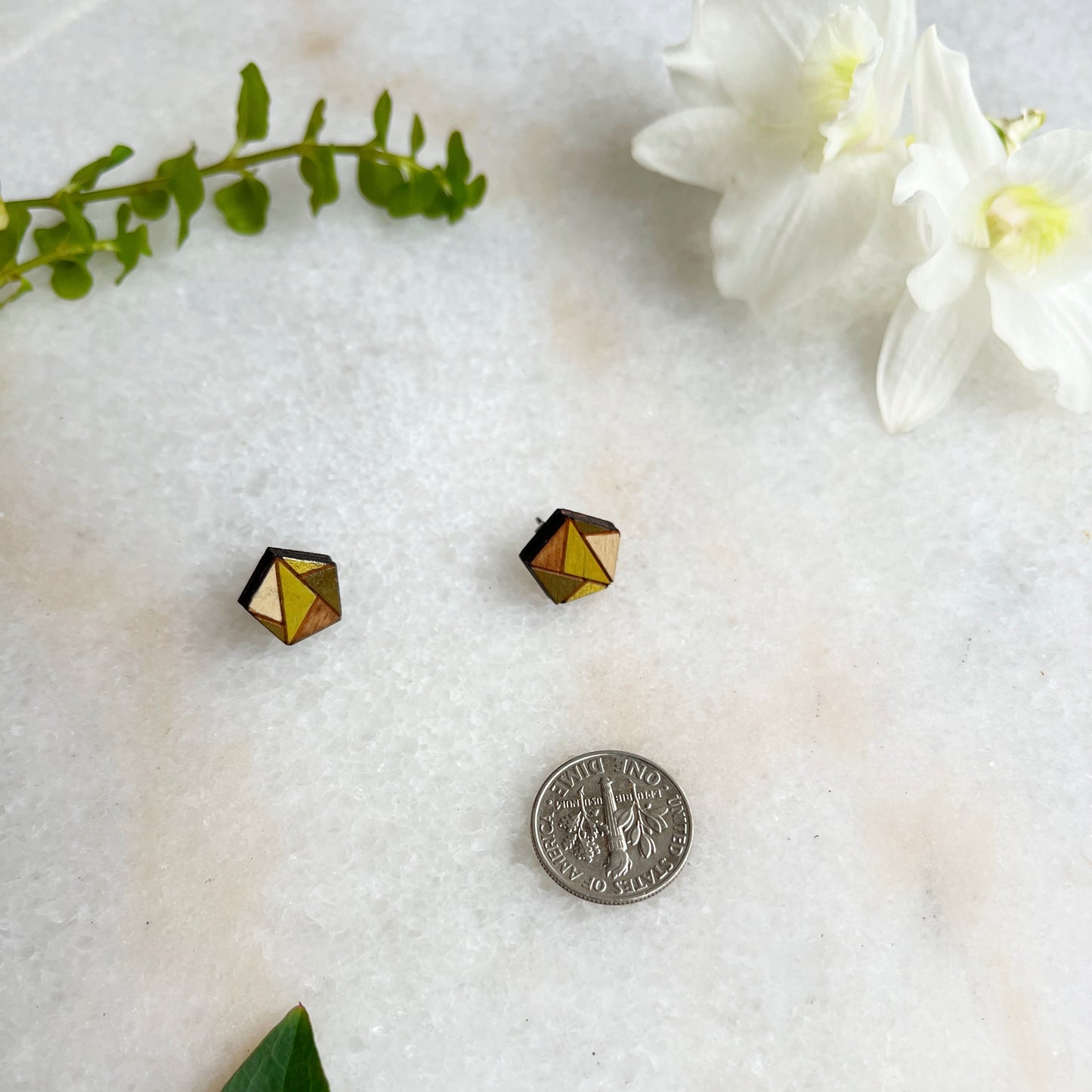 Geometric Puzzle Stud- Green