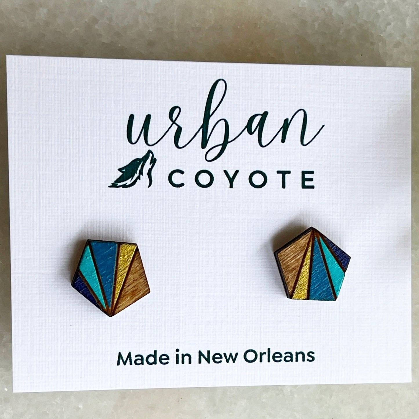 Geometric Sun Ray Studs- Blue Multi