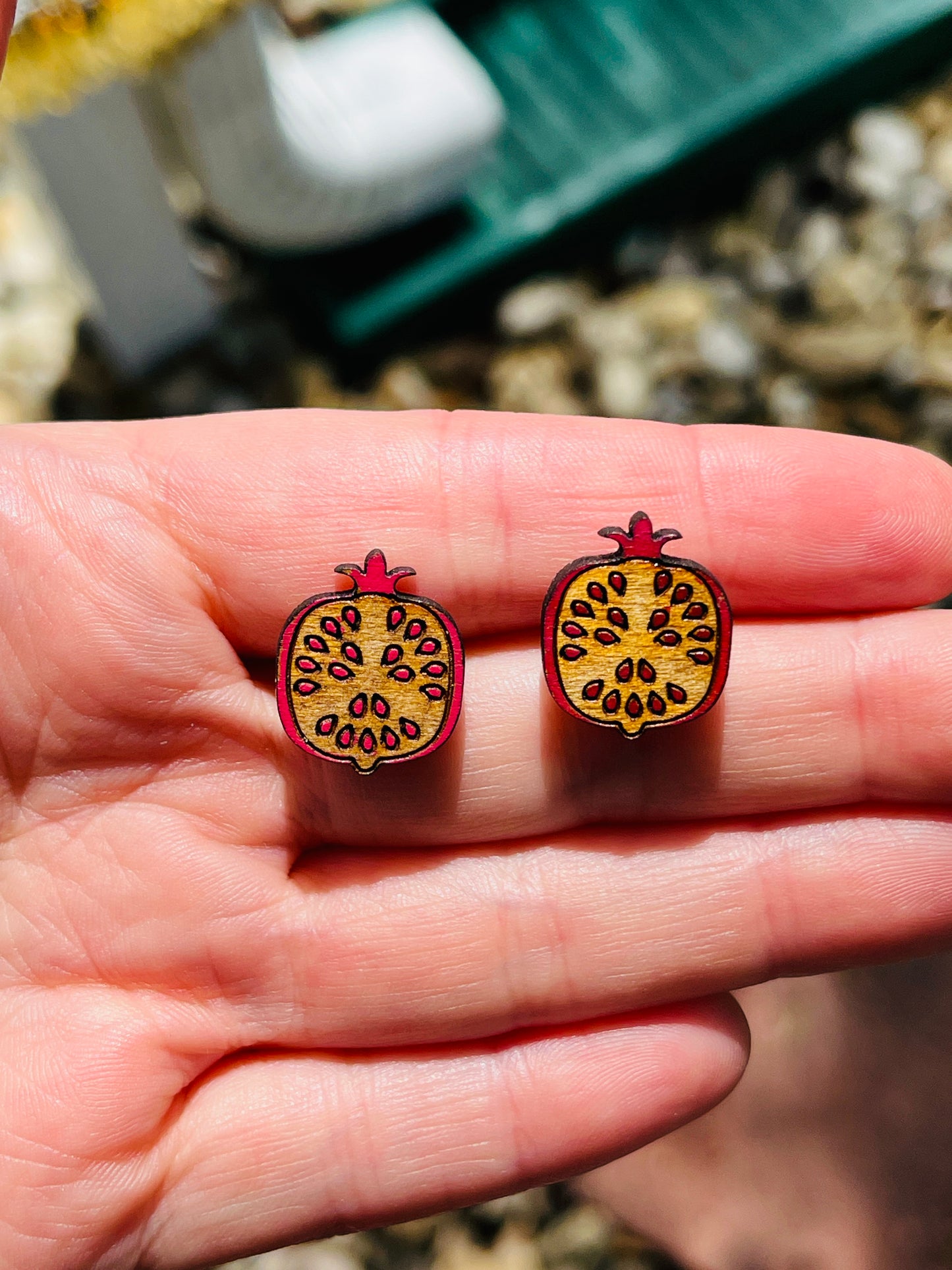 pomegranate wooden studs