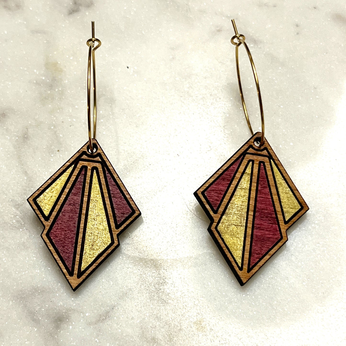 Deco Diamond- Deep Mauve and Gold
