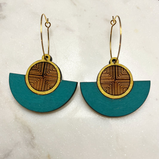 Etched Fan Hoop- turquoise