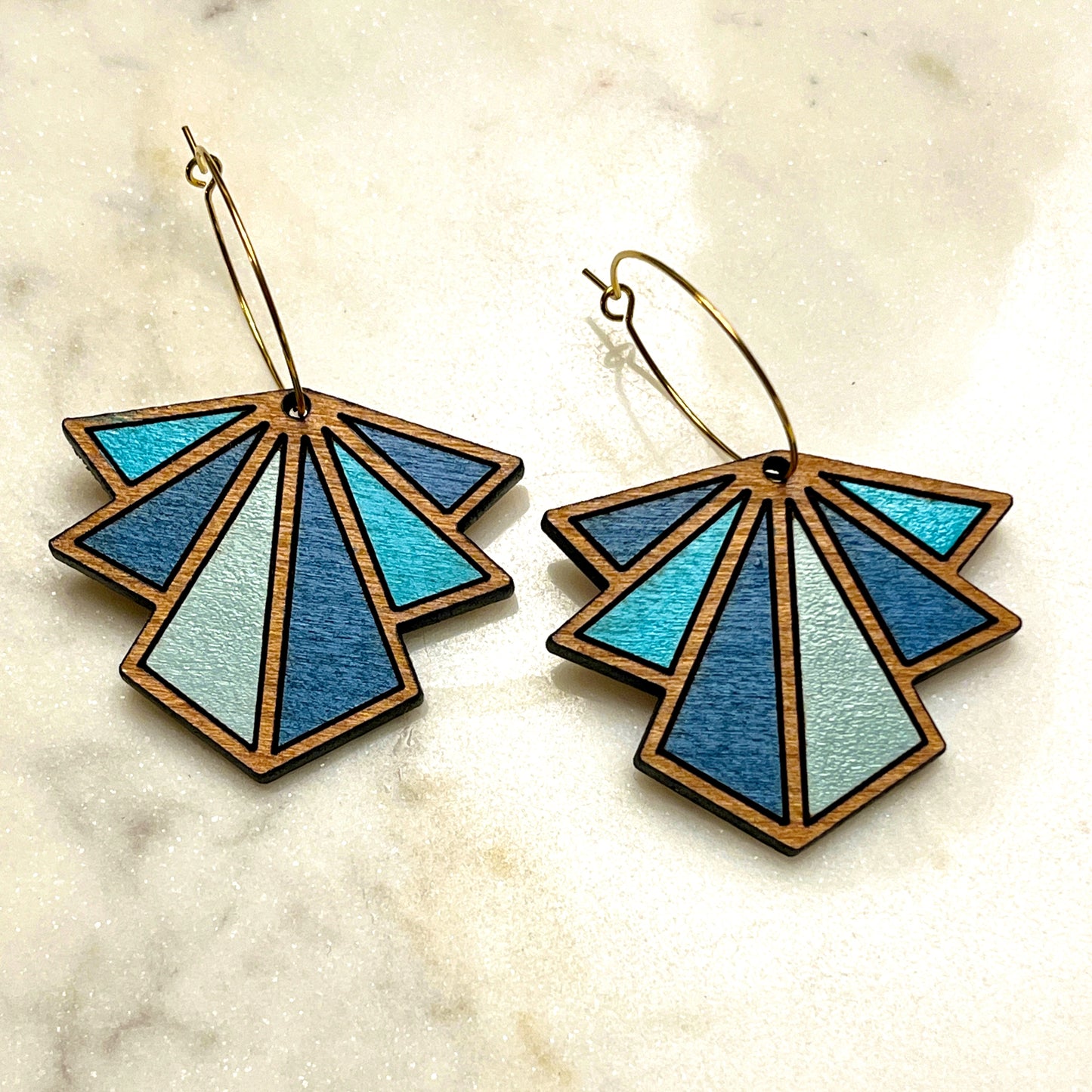 Deco Fan Hoops- Blues