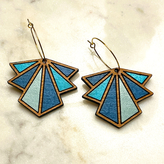 Deco Fan Hoops- Blues