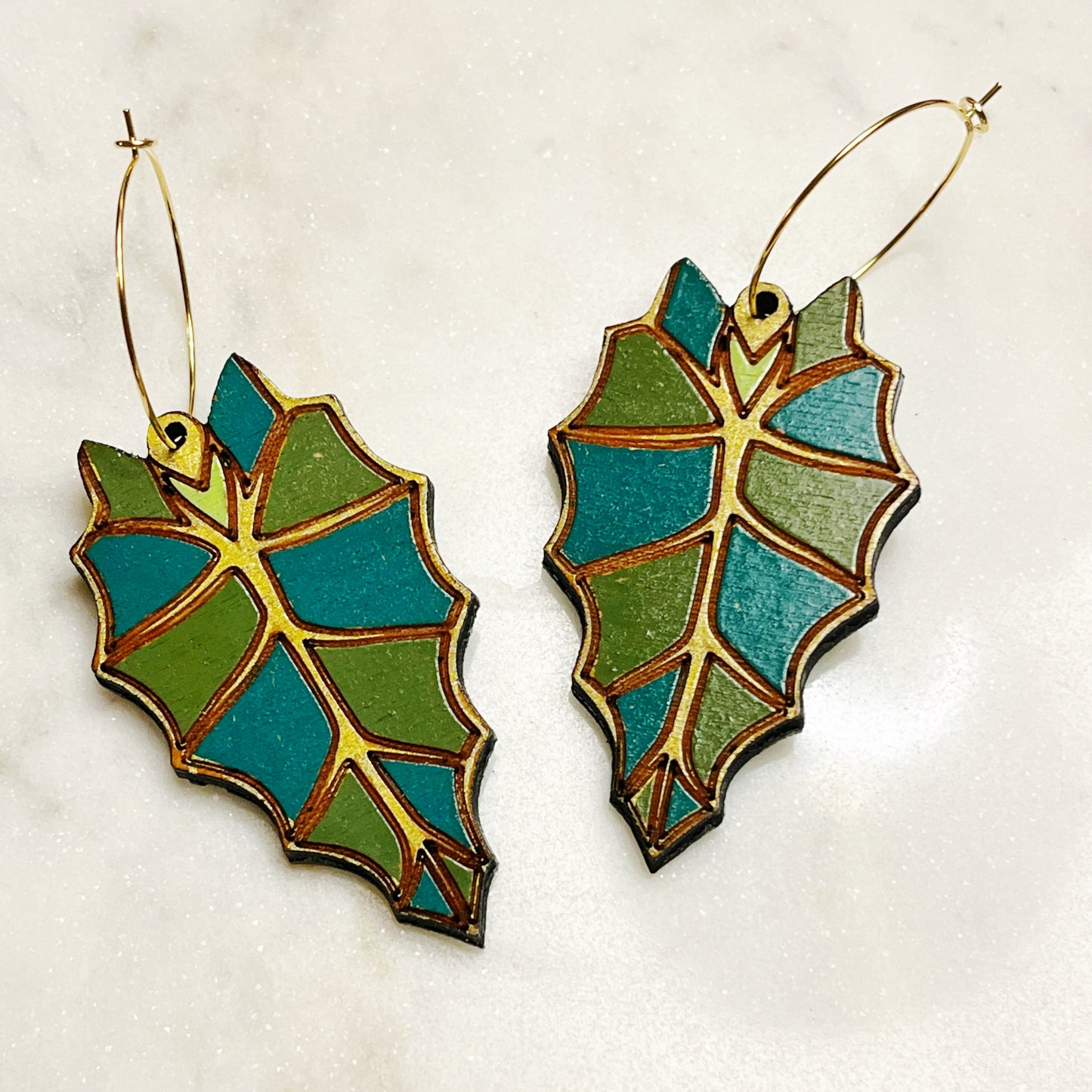 Alocasia Leaf Hoops- Green Multi