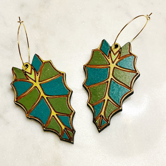 Alocasia Leaf Hoops- Green Multi
