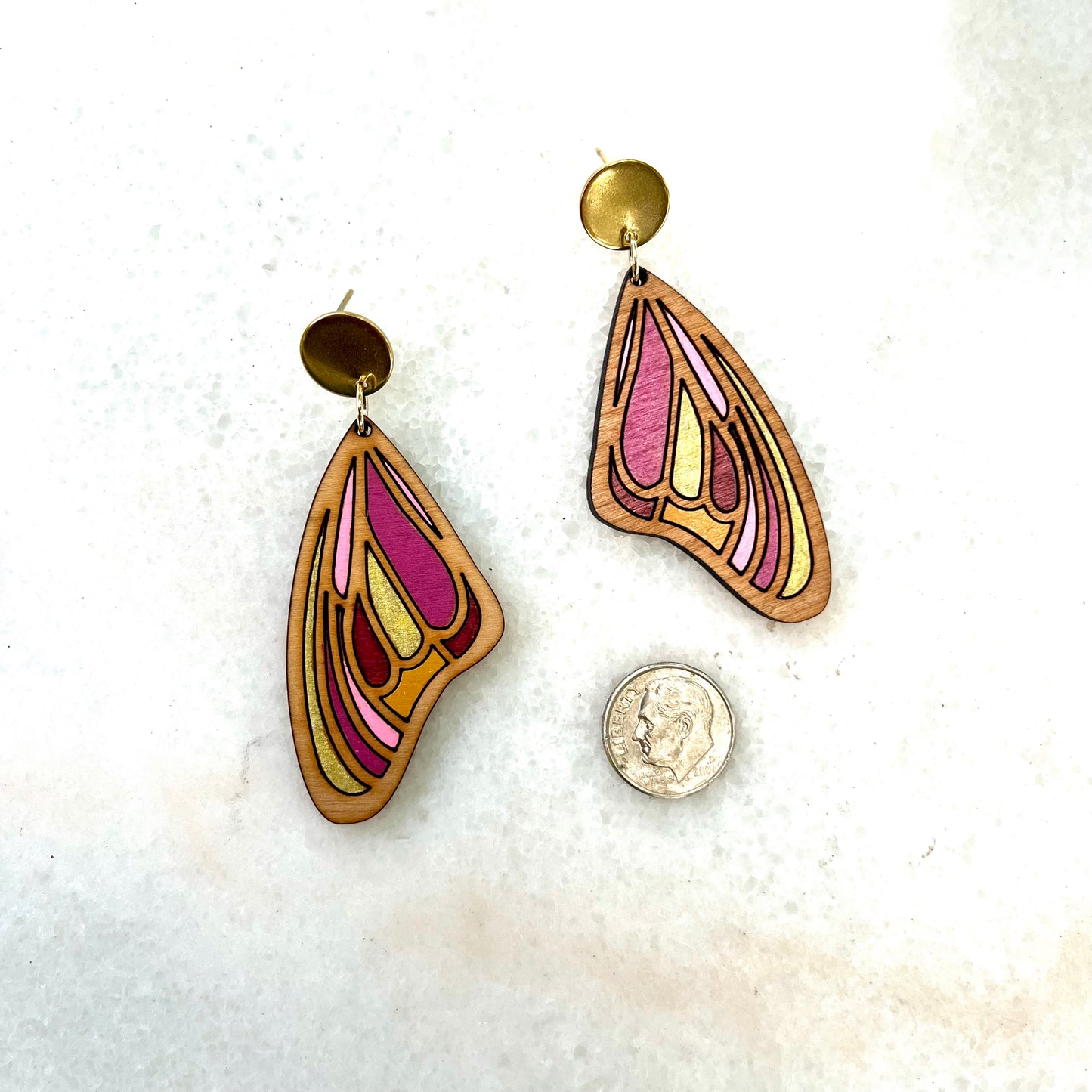 Boho Butterfly Earrings in Pink