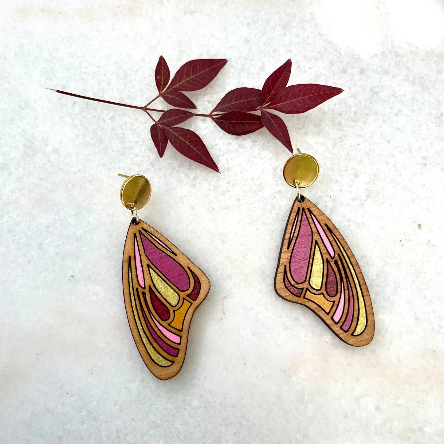 Boho Butterfly Earrings in Pink